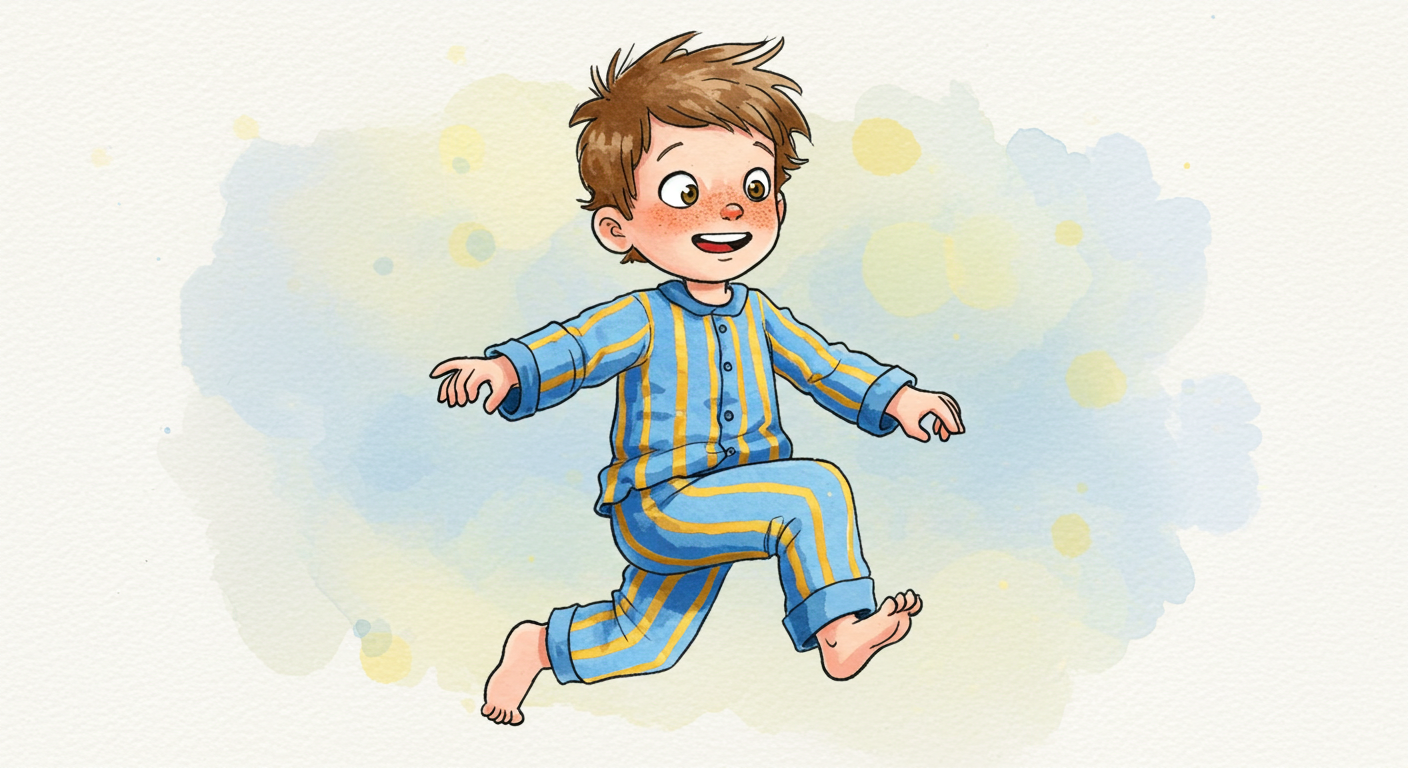Boy running around energetically