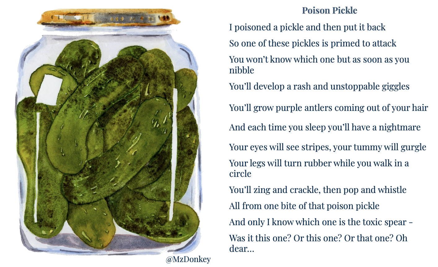 Poison Pickle poem and illustration from zine